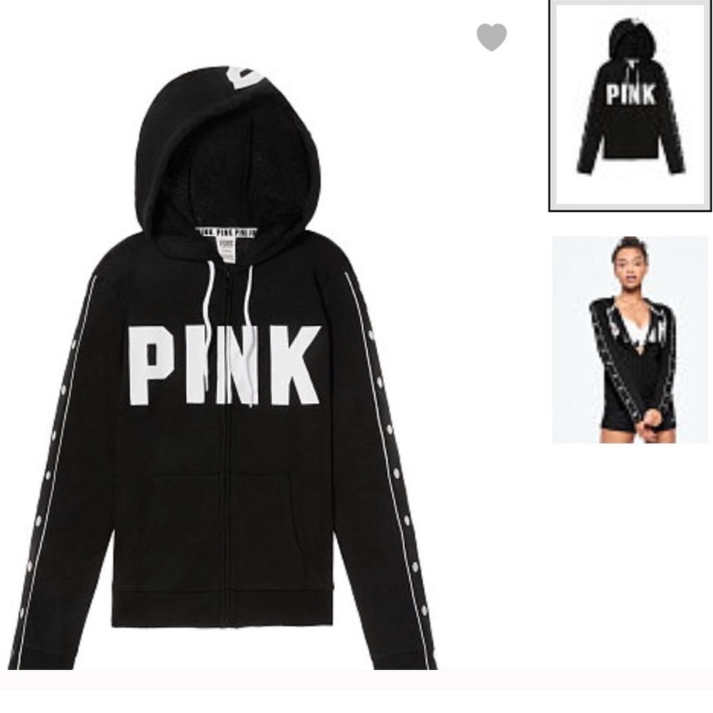 Pink by Victoria secret snap sleeve zip hoodie